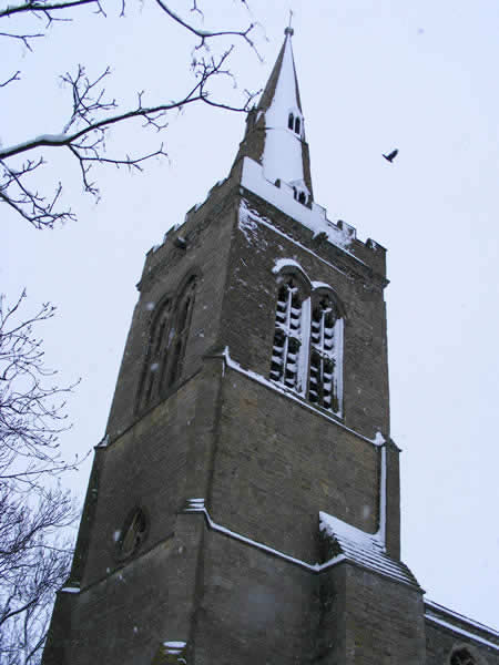 St Michael's bell tower in winter