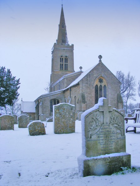 St Michael's Church, Great Gidding in snow