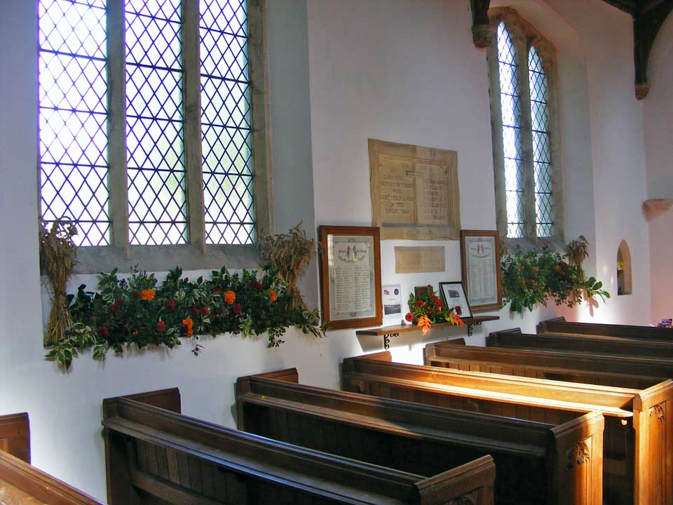 Interior and Harvest Festival decorations, St Michael's Church, Great Gidding 2009