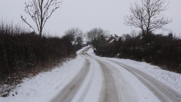 Snow in Great Gidding January 2013 - Mill Road