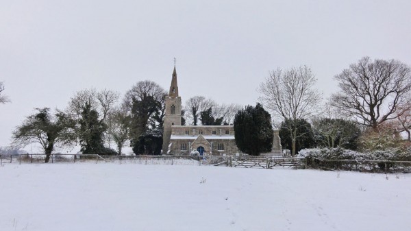 Snow in Steeple Gidding January 2013 - St Andrew's