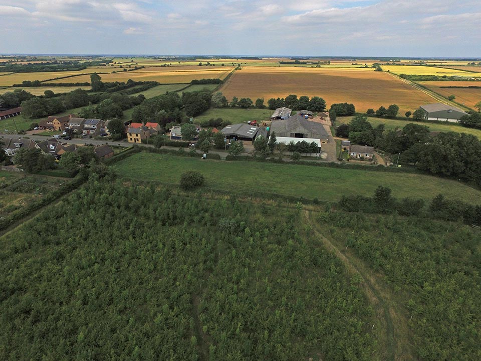 Aerial view of Great Gidding - Main Street and Jubilee Wood