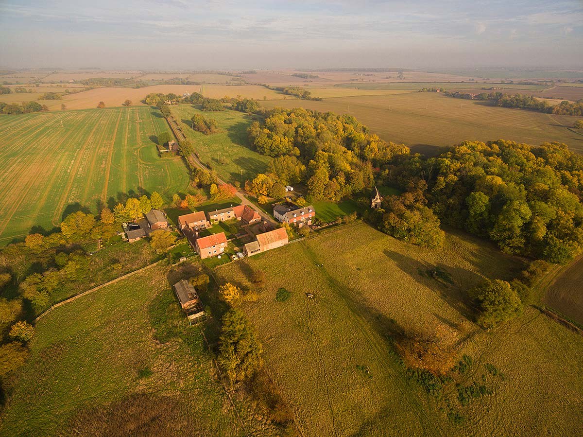 Aerial view of Little Gidding