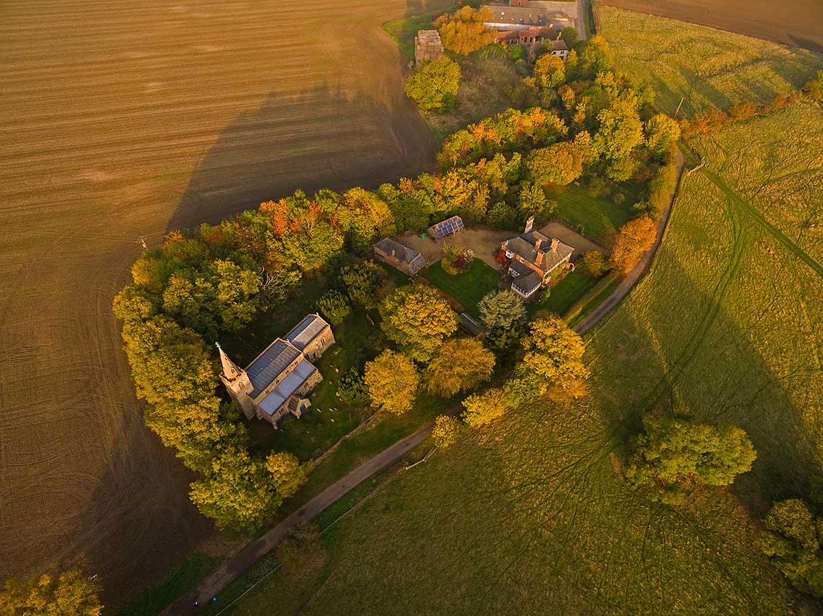 Aerial view of Steeple Gidding
