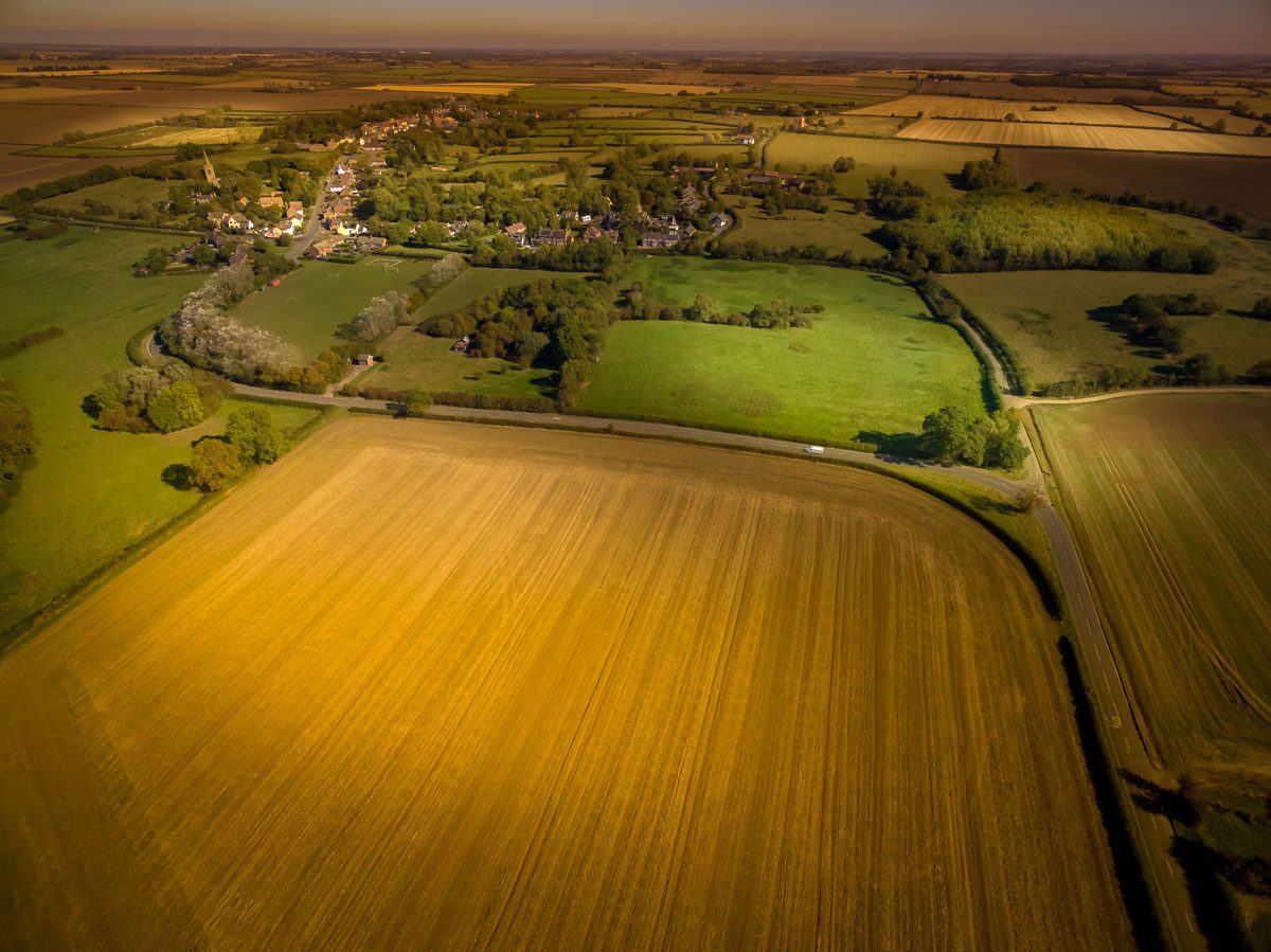 Aerial photo of Great Gidding looking north from Winwick Road 