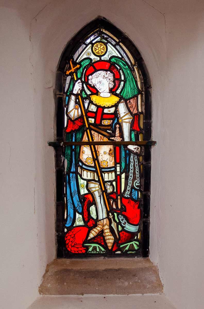 St Michael stained glass - St Michael’s Church, Great Gidding