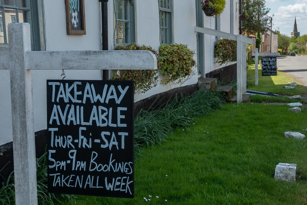 Takeaway service only at the Fox and Hounds during Covid-19 lockdown in Great Gidding