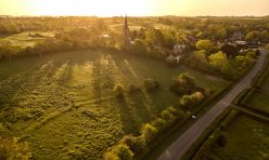 Aerial view of Great Gidding - early morning Spring 2020