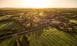 Aerial view of Great Gidding - early morning Spring 2020