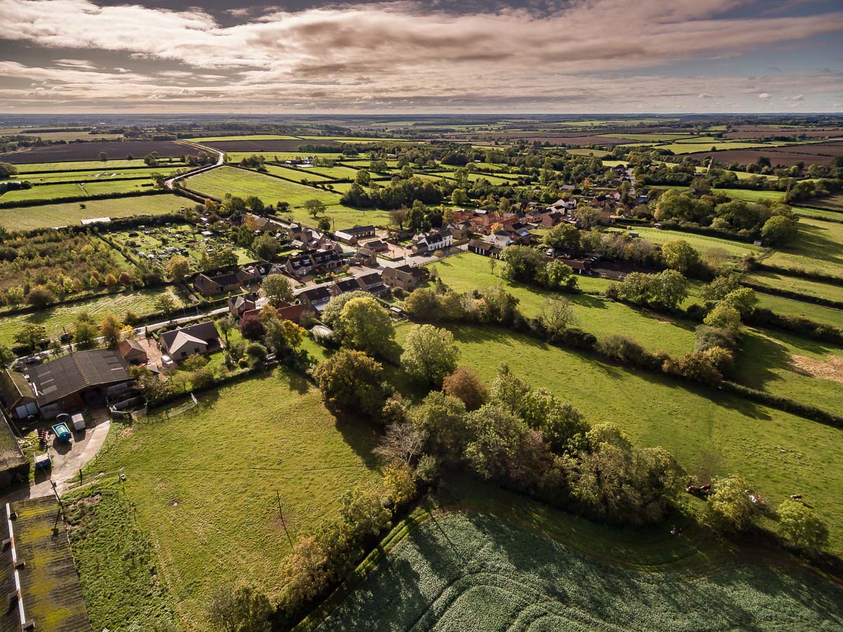 Aerial view of Great Gidding from north