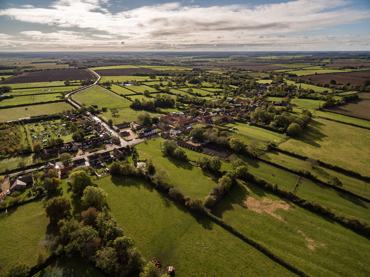 Aerial view of Great Gidding from north