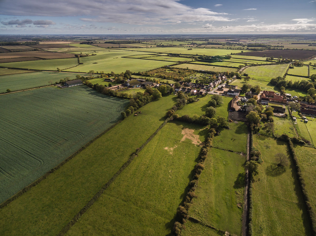 Aerial view of Great Gidding from west