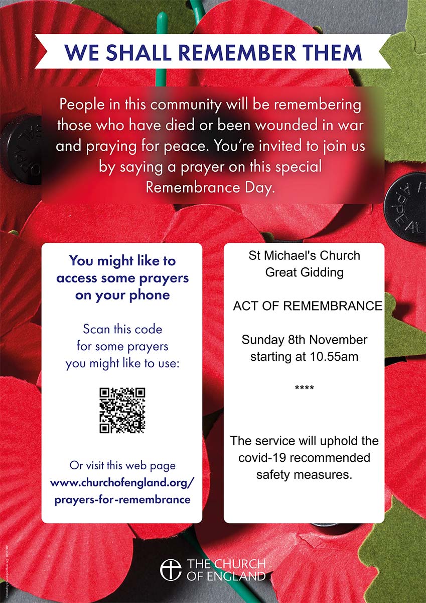 Remembrance day poster St Michael's Church Great Gidding