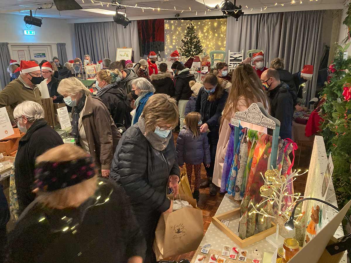 Stalls and visitors at Gidding Christmas Cornucopia 2021