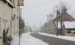 Main Street, Great Gidding, snowfall Feb 2012