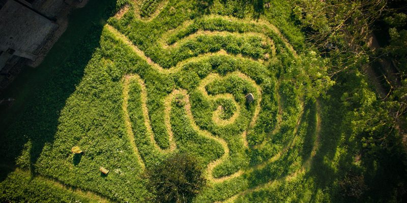 Maze at St Margaret's Church, Luddington in the Brook
